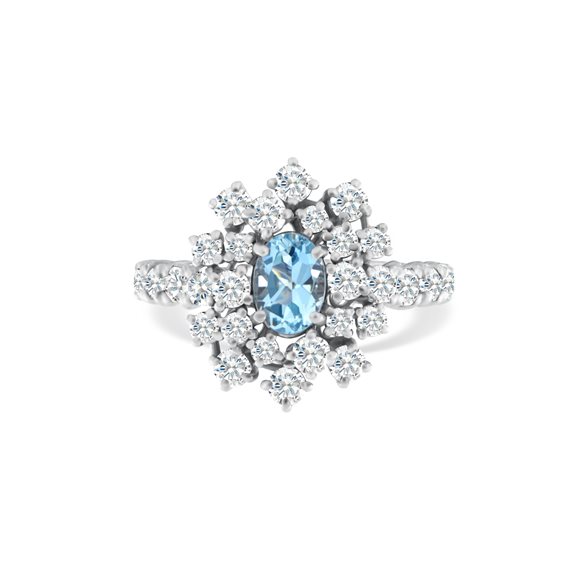 Anneau Roman Gioielli Femme VENEZIA in Or blanc Acquamarina 0.81 Ct R9A1221N21521 - R9A1221N21521